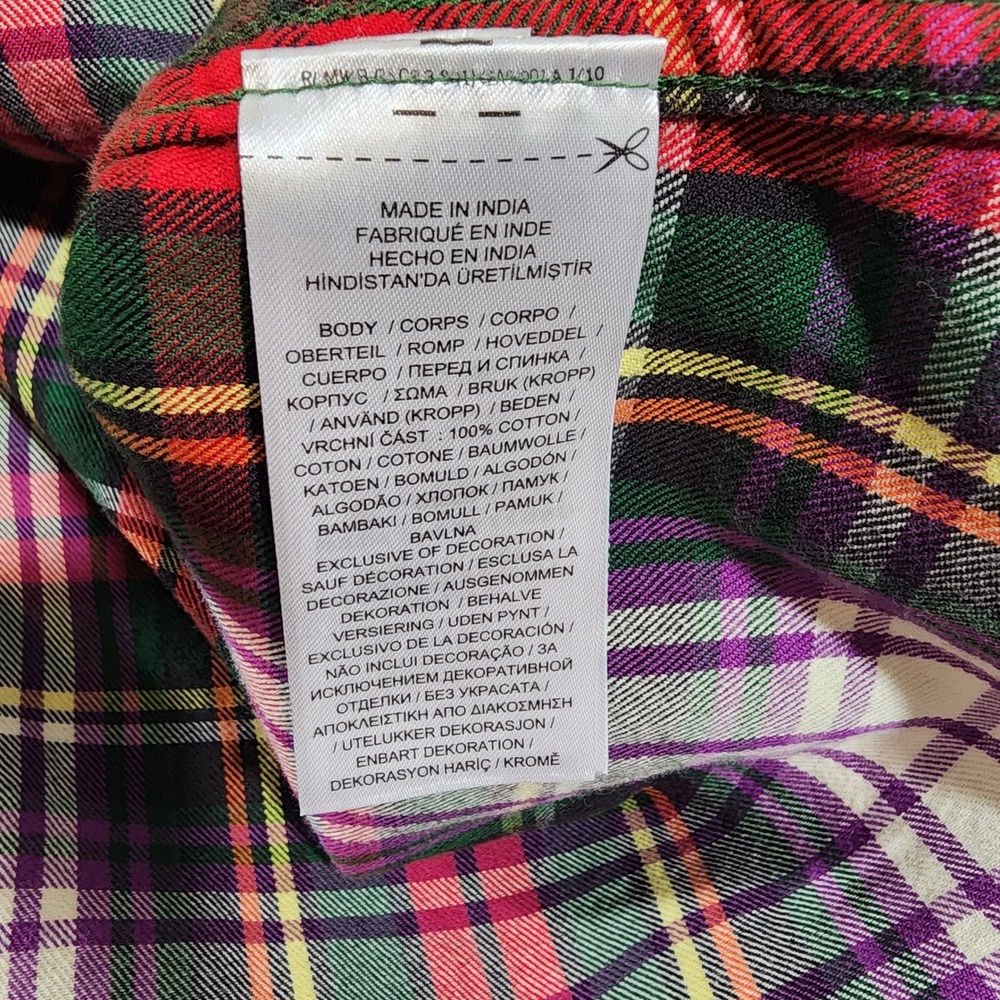 Lauren Ralph Lauren Black Label XL Plaid Button Down Multi Color 100% Cotton Top - Picture 6 of 10